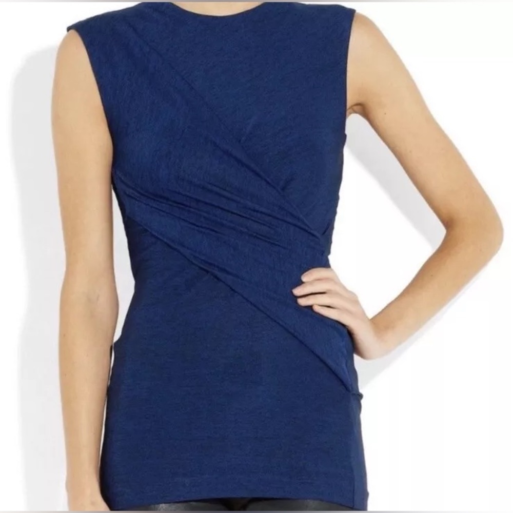 Alexander Wang Navy Twist Wrap Sleeveless Blouse